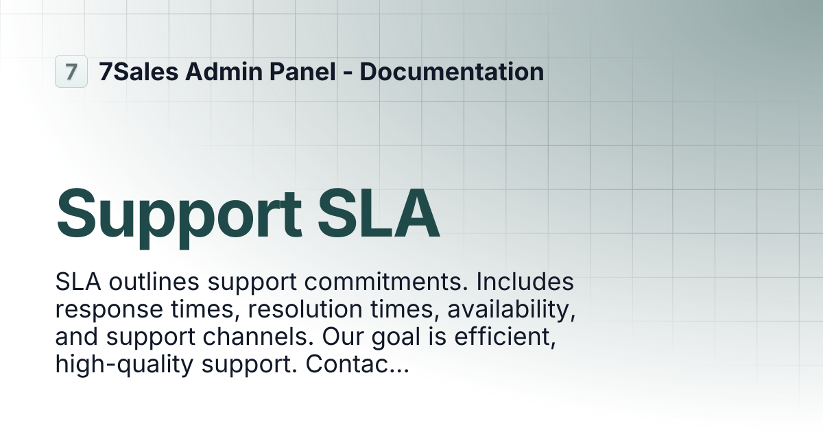 Support SLA | 7Sales Admin Panel - Documentation