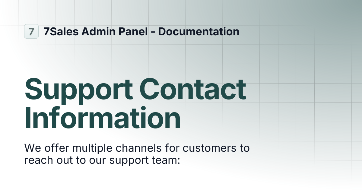 Support Contact Information | 7Sales Adm...