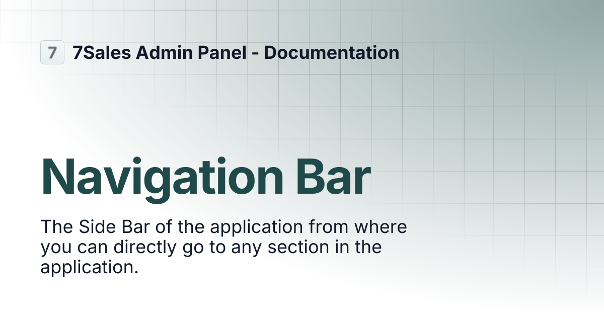 Navigation Bar | 7Sales Admin Panel - Documentation